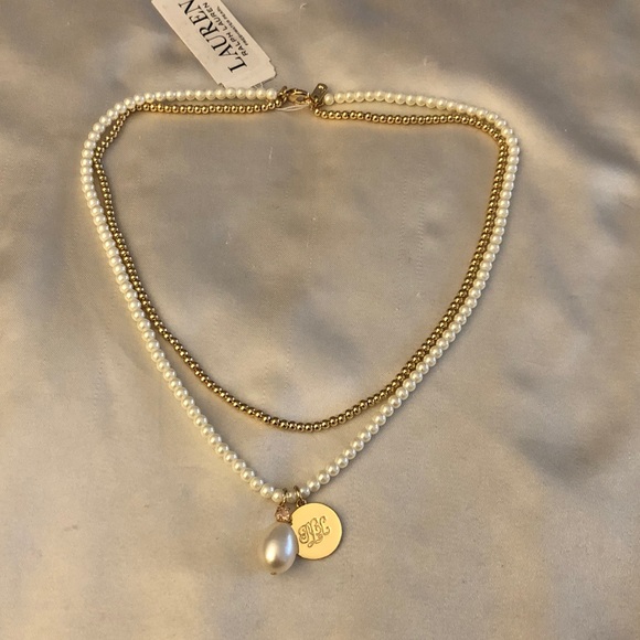 Lauren Ralph Lauren 2PC Layered Necklace Freshwater Pearls Ball Chain Charm NWT - Picture 8 of 13